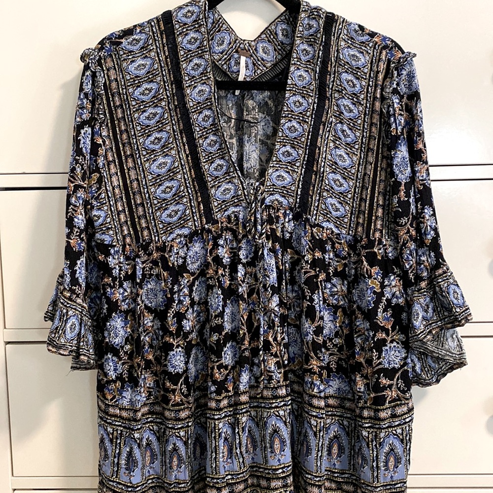 Free People | Floral Peasant Tunic Top | Size XS